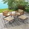 Costway 5 PCS Acacia Wood Patio Furniture Set with Ottomans Soft Cushions & Coffee Table